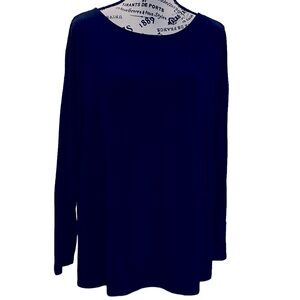 J Jill Fit Crossover Back Tee, stretchy Jersey knit. Dark midnight blue size XL